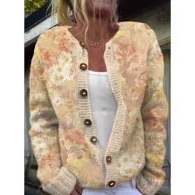 3D Digital Printing Cardigan Knitted Coat (Option: HWJ165908-M)