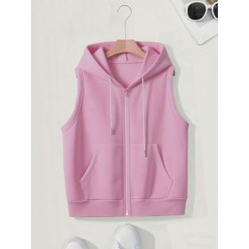 Women's Sleeveless Slim-fit Cardigan Zip Sweater (Option: Pink-4XL)