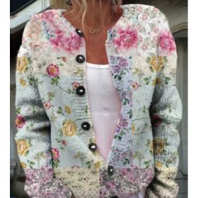 3D Digital Printing Cardigan Knitted Coat (Option: Style4-L)