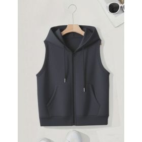 Women's Sleeveless Slim-fit Cardigan Zip Sweater (Option: Dark Grey-XL)
