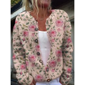 3D Digital Printing Cardigan Knitted Coat (Option: HWJ165956-L)