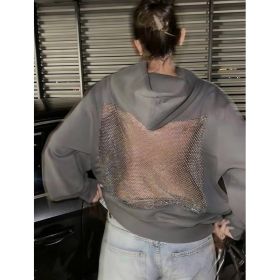 Women's Hooded Sportswear Casual Long Sleeved Shirt (Option: Grey-L)