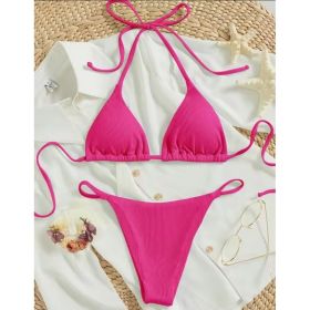 Factory Wholesale Women's Sexy Small Rib Bikini Tie Bikini Set Two Piece Swimsuit Beach Wear (Option: Style3-M)