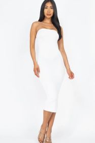 BANDEAU STRAPLESS DRESS (Color: Small, size: White)