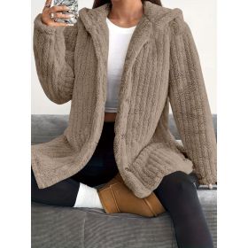 Hooded Loose Plush Coat Women's Regular Sleeve (Option: Camel-S)