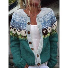 3D Digital Printing Cardigan Knitted Coat (Option: Style2-L)