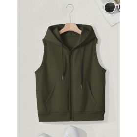 Women's Sleeveless Slim-fit Cardigan Zip Sweater (Option: Army Green-XL)