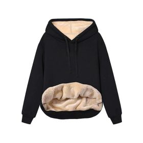 Warm Berber Fleece Pocket Hooded Sweatshirt Coat (Option: Black-M)