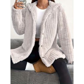 Hooded Loose Plush Coat Women's Regular Sleeve (Option: Apricot-M)