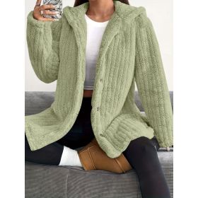 Hooded Loose Plush Coat Women's Regular Sleeve (Option: Green-L)