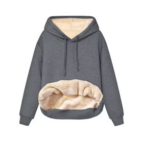 Warm Berber Fleece Pocket Hooded Sweatshirt Coat (Option: Dark Gray-L)